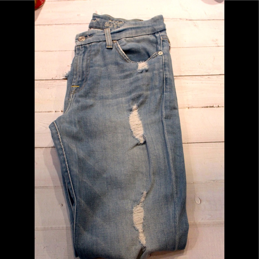 7 For All Mankind Distressed Ankle Skinny Jeans